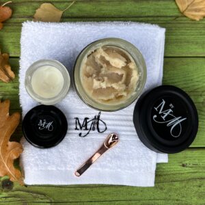 Näohoolduse komplekt – Red Poll + Galloway + puuvillane näorätik + roostevabast terasest spaatel (Tallowmar)